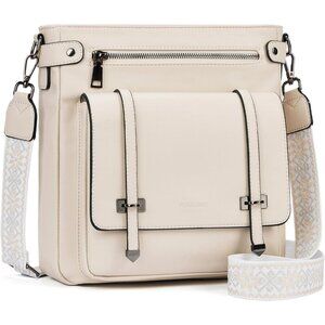 Women’s Apricot Leather Multi-Pocket Travel Purse Crossbody Bag